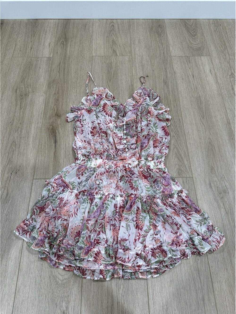MISA Los Angeles Bambina Rainbow Paisley Ruffle Dress Medium